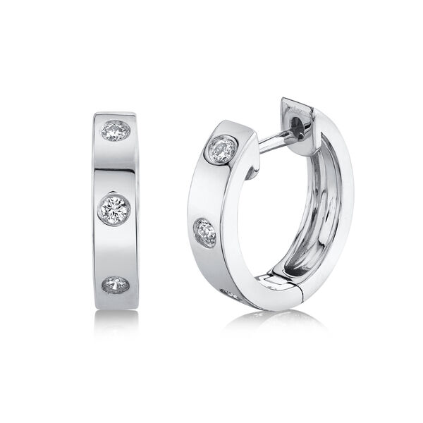 Kate White Gold and Diamond Mini Hoop Earrings